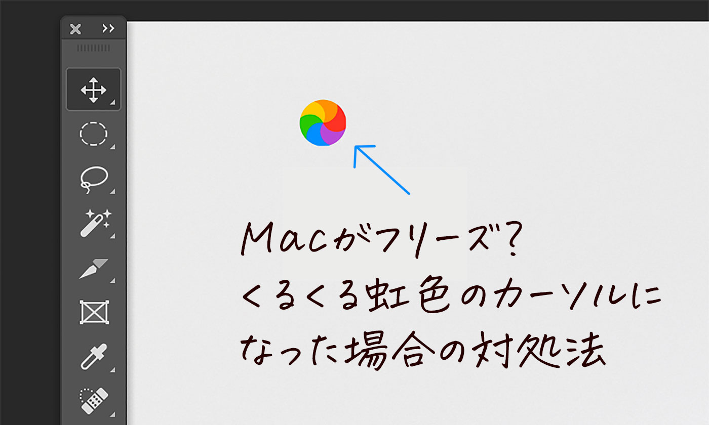 Macがフリーズ？くるくる虹色のカーソルになった場合の対処法の説明画像